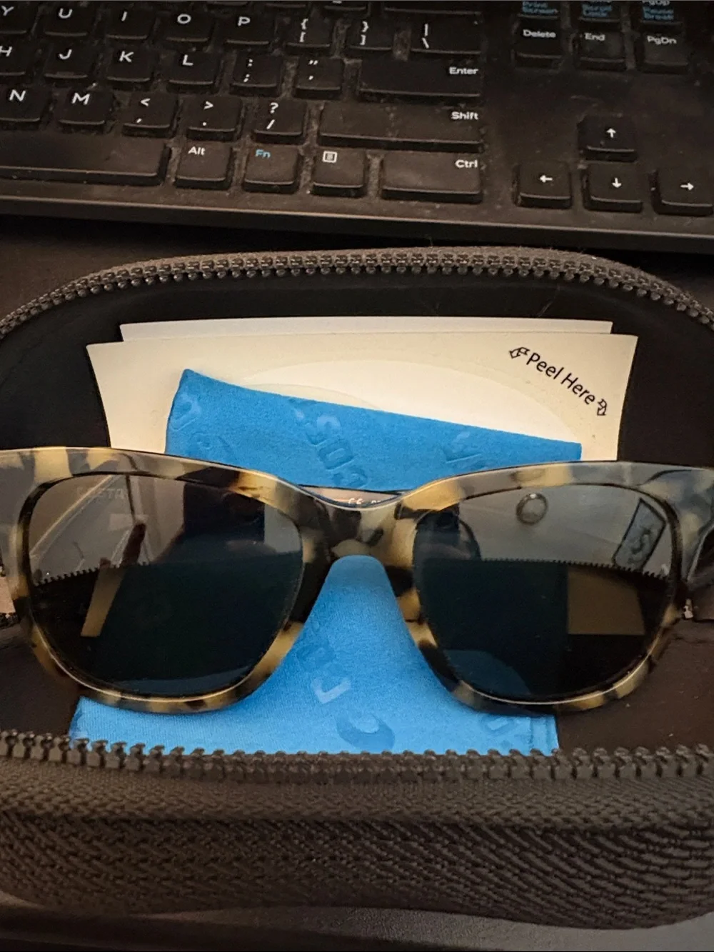 Costa Tortoise Frame Sunglasses with Blue Lenses